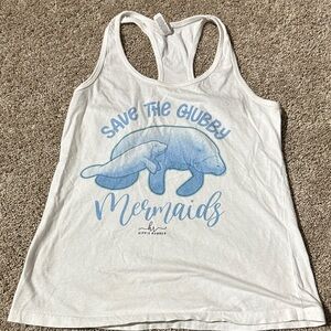 Hippie Runner Bella Canvas White Tank Top-EUC